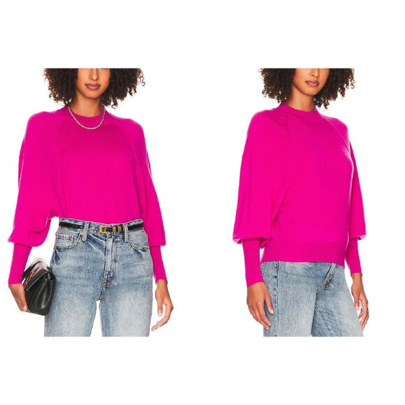 27 Miles Malibu Lita 100% Cashmere Sweater Fuchsia Pink Size Medium - Picture 1 of 3